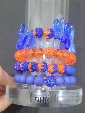 Erimish Blue & Orange Sparkle Bracelet Set